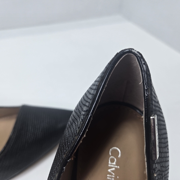 Calvin Klein Calida Black Lizard Skin Textured Stiletto Heels Size 9 Women's - Picture 12 of 16